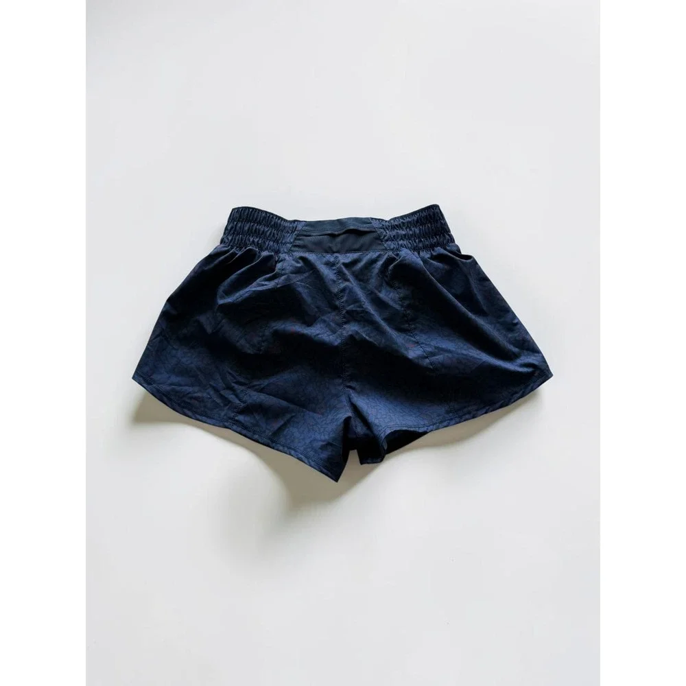 Nike Womens Dri-FIT Leopard Print Training Shorts Navy Blue Orange HF4500-410 XS